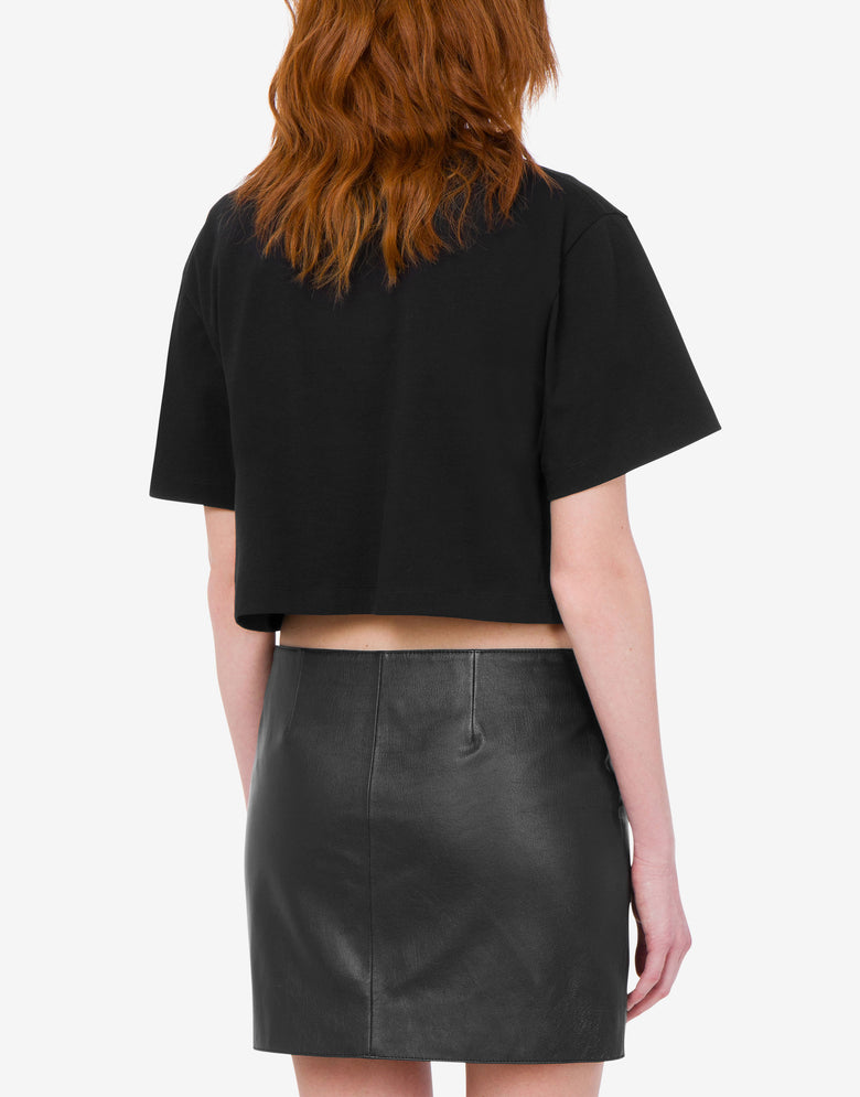 Embroidered cotton jersey T-shirt Black Love Moschino 3