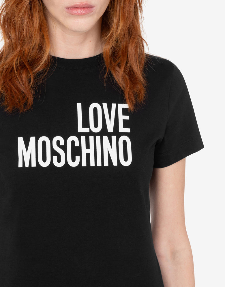 Camiseta de jersey de algodón estampada Negro Love Moschino 4