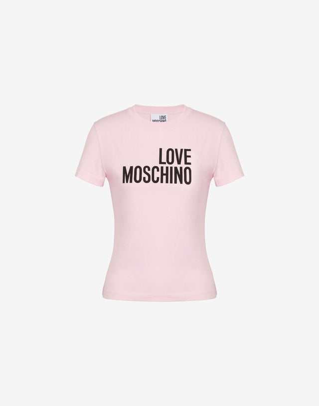 Camiseta de jersey de algodón estampada Rosa claro Love Moschino 0