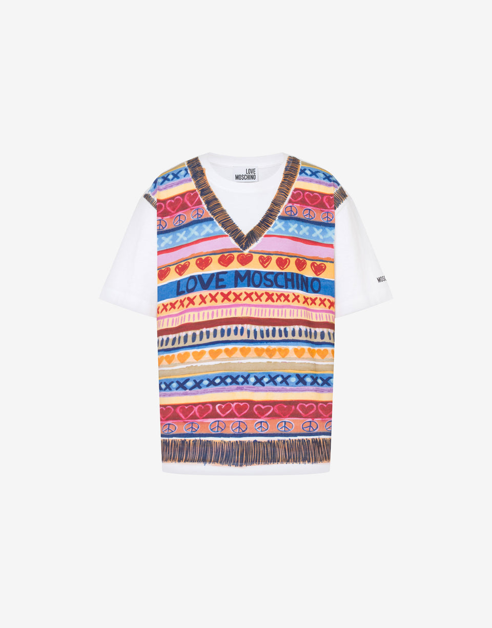 Camiseta de jersey de algodón estampada Multicolor Love Moschino 0