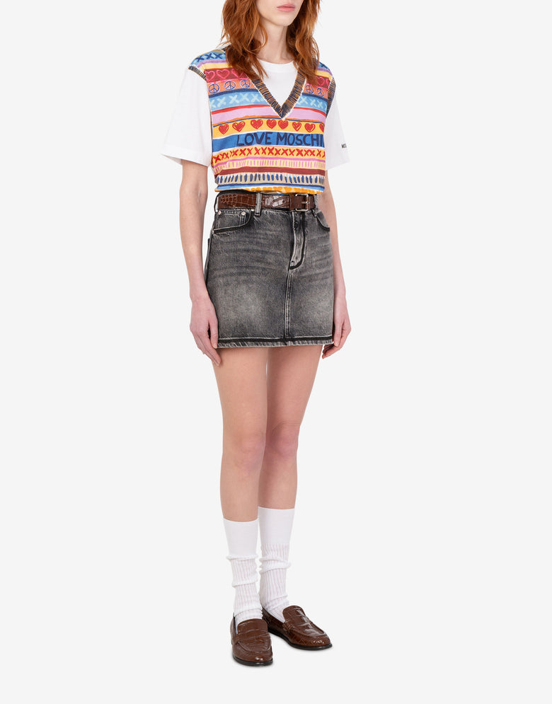 Camiseta de jersey de algodón estampada Multicolor Love Moschino 1