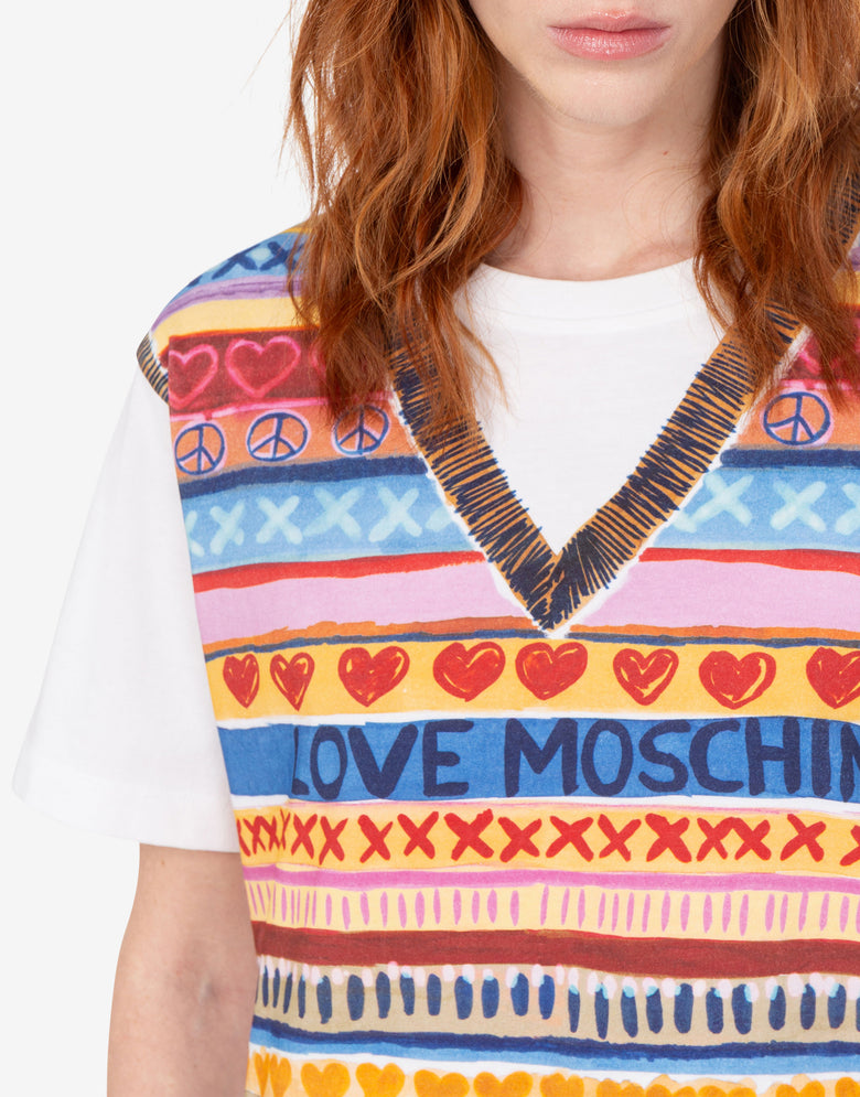 Camiseta de jersey de algodón estampada Multicolor Love Moschino 4