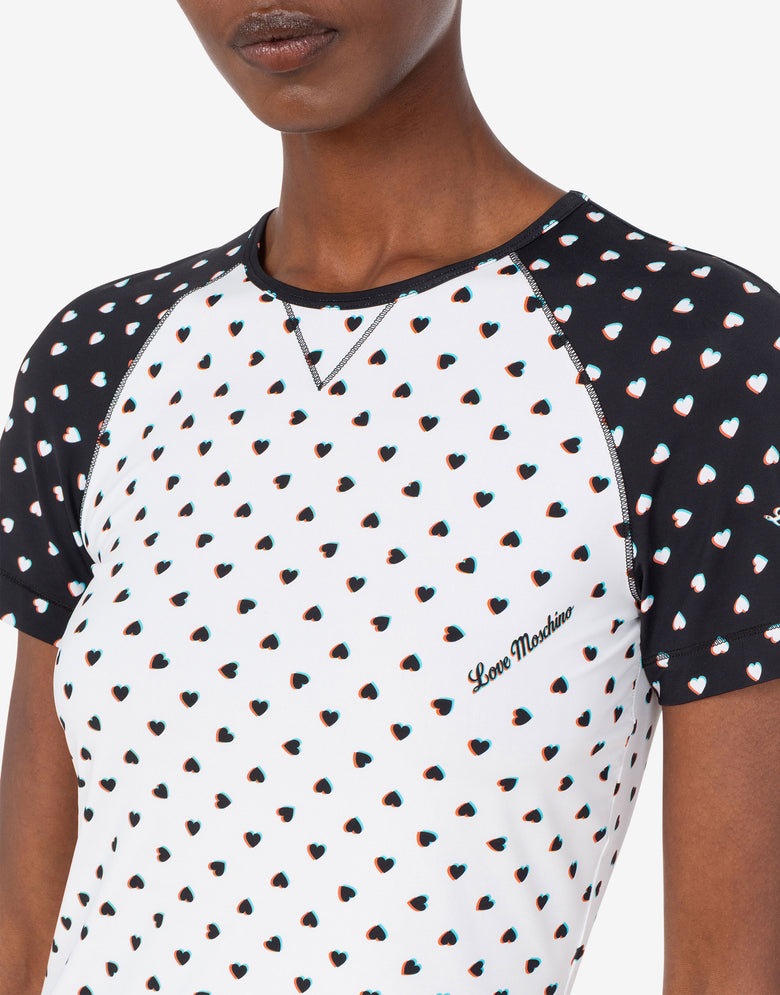 Printed technical jersey T-shirt White Love Moschino 4