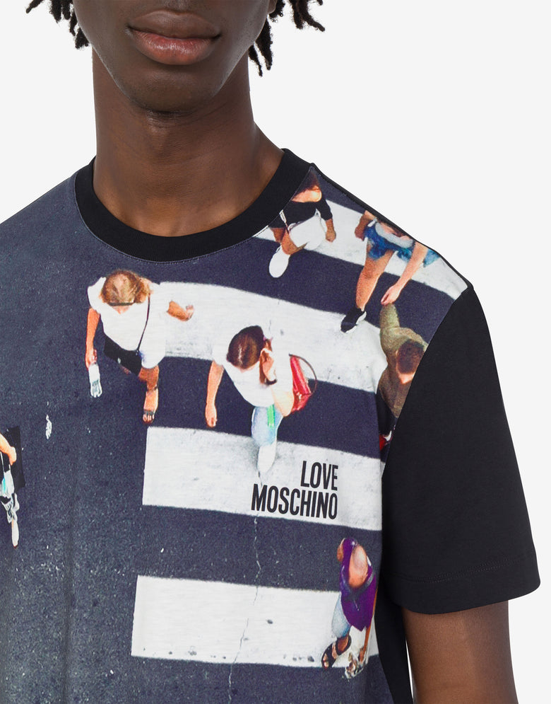 Printed cotton jersey T-shirt Black Love Moschino 4