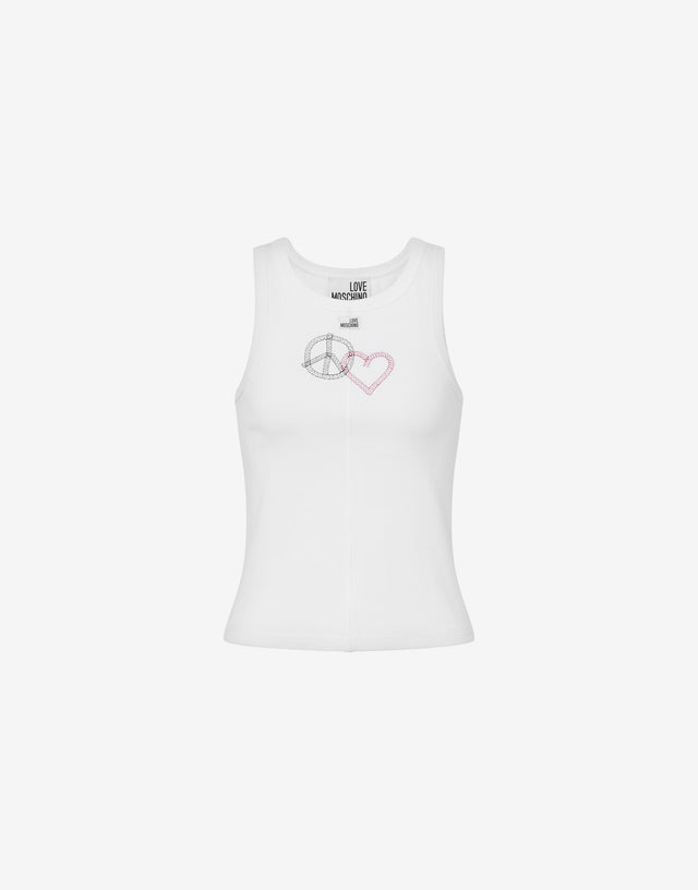 Embroidered stretch cotton top White Love Moschino 0
