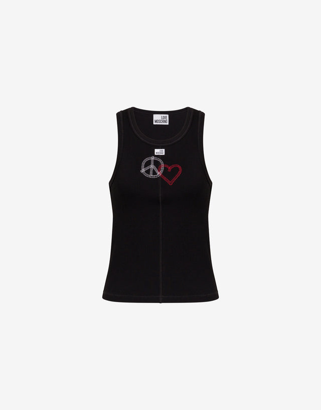 Top de algodón elástico bordado Negro Love Moschino 0