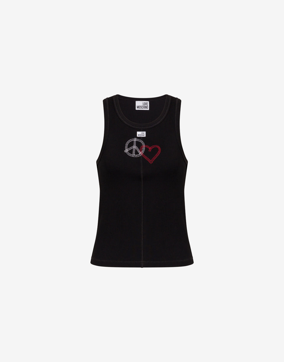 Top de algodón elástico bordado Negro Love Moschino 0