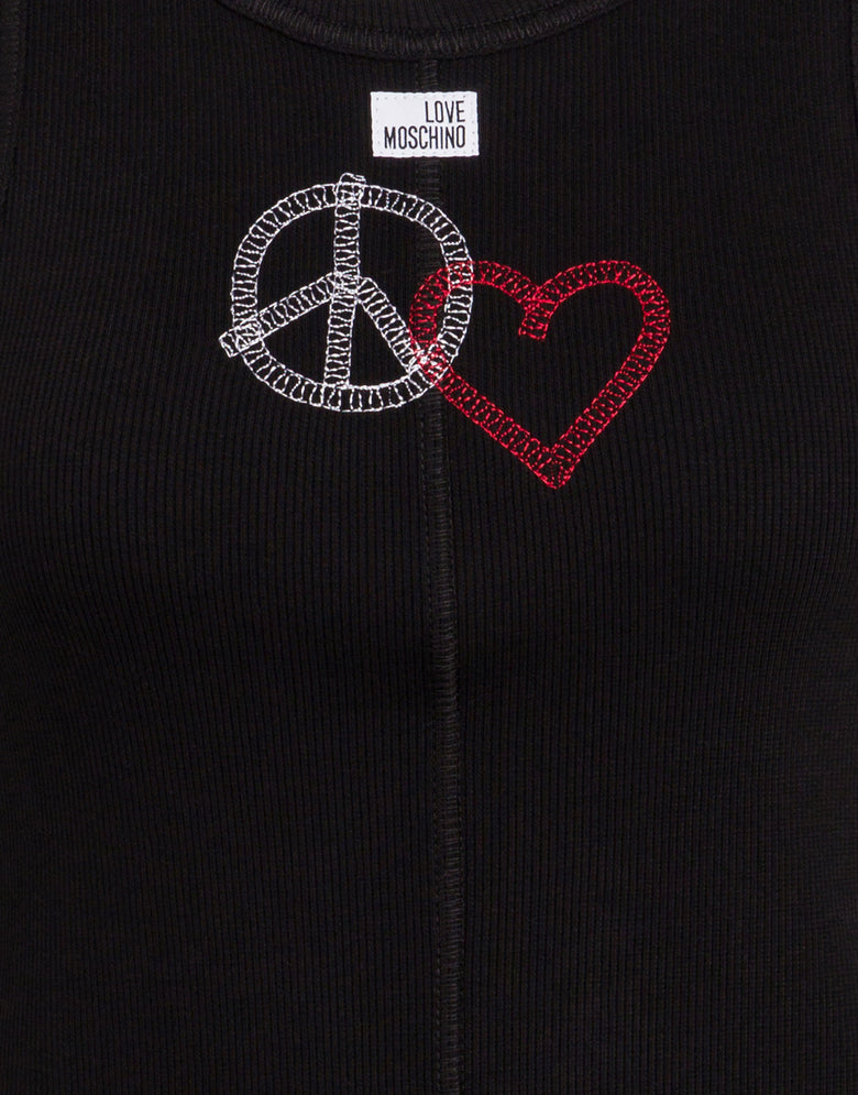 Top de algodón elástico bordado Negro Love Moschino 2