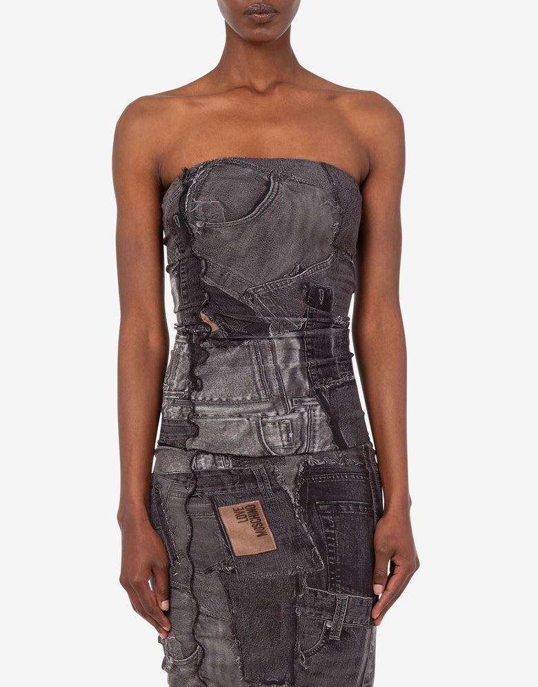 Top de malla estampada Negro Love Moschino 2