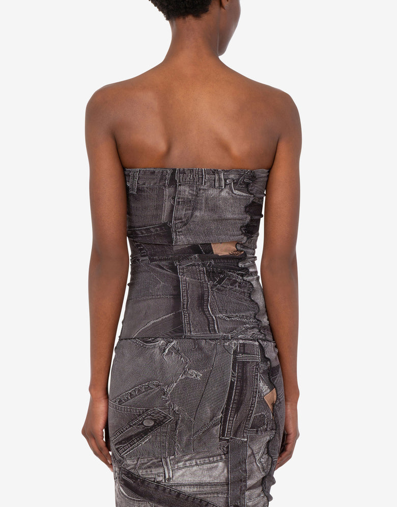 Top de malla estampada Negro Love Moschino 3
