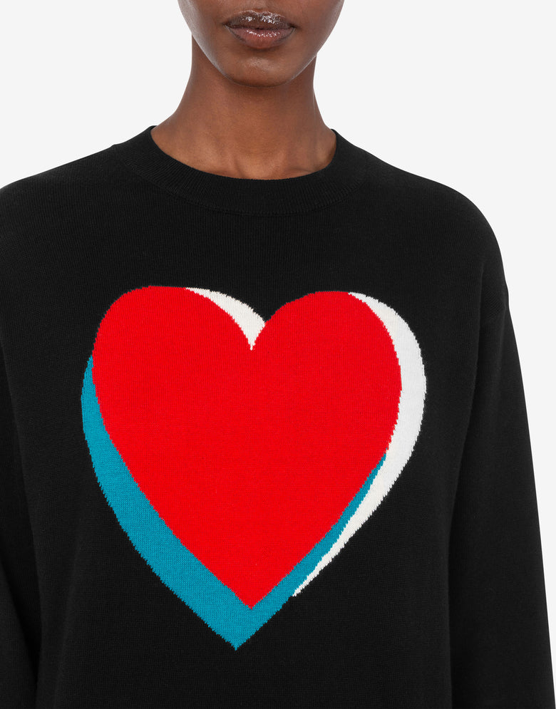 Inlaid cotton and cashmere sweater Black Love Moschino 4