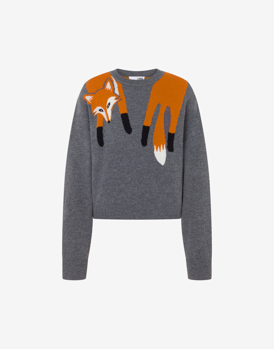 Inlaid wool sweater Grey Love Moschino 0