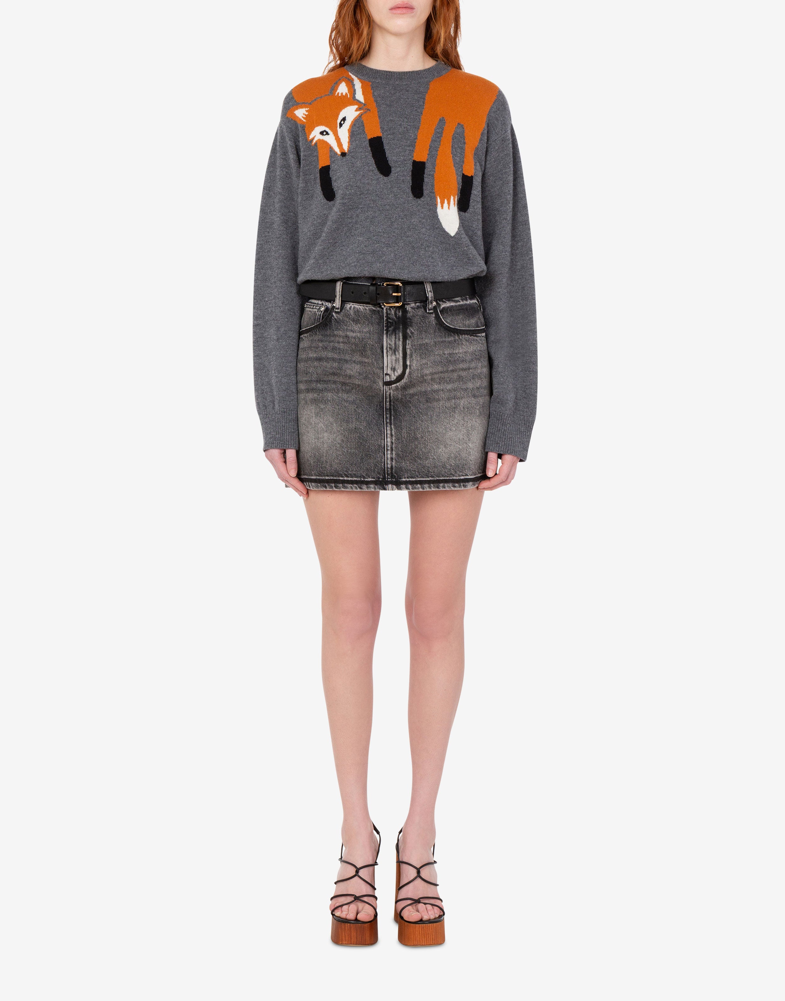 レアMOSCHINO 立体お花装飾 ニットベスト イタリア製 アンゴラ混 グレー Love Moschino | Women's Knitwear