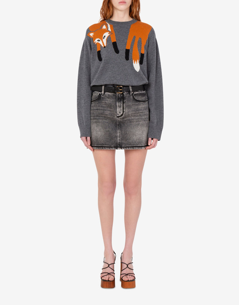 Inlaid wool sweater Grey Love Moschino 1