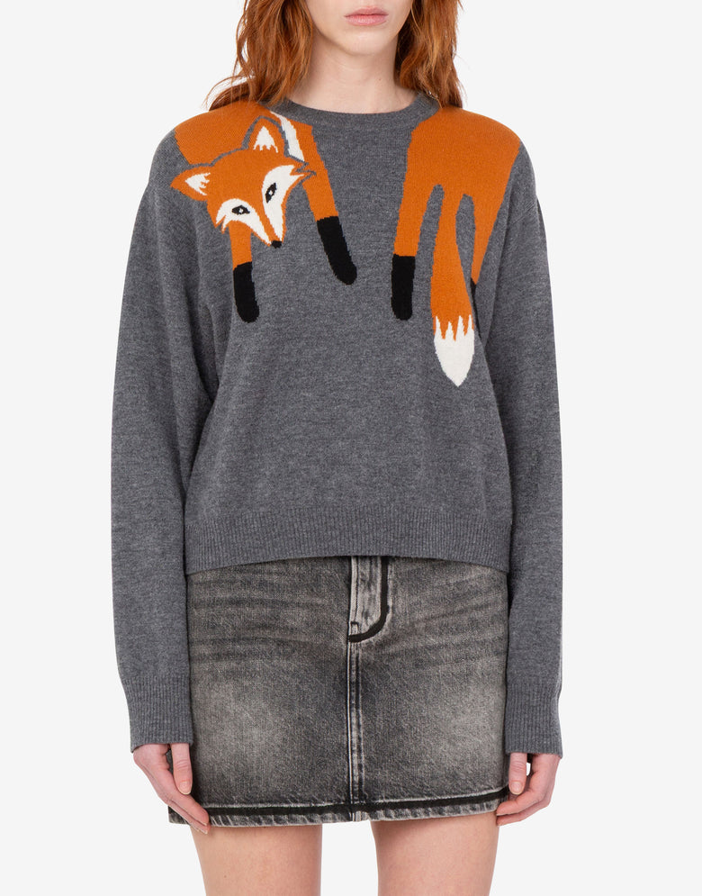 Inlaid wool sweater Grey Love Moschino 2