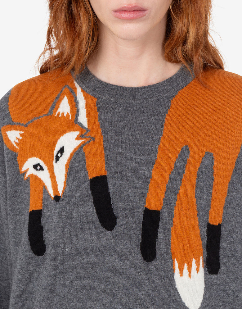 Inlaid wool sweater Grey Love Moschino 4