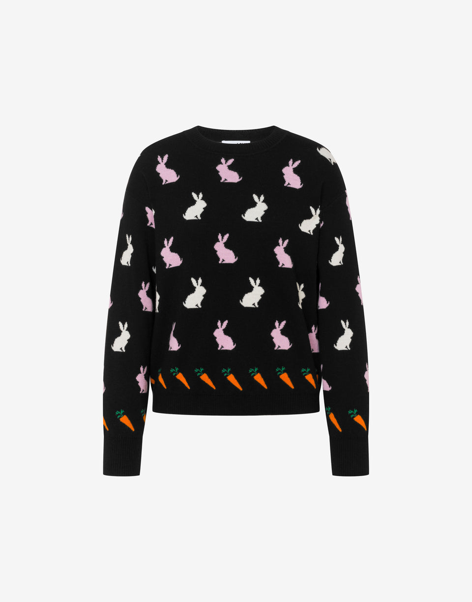 Extra-fine wool intarsia sweater Black Love Moschino 0