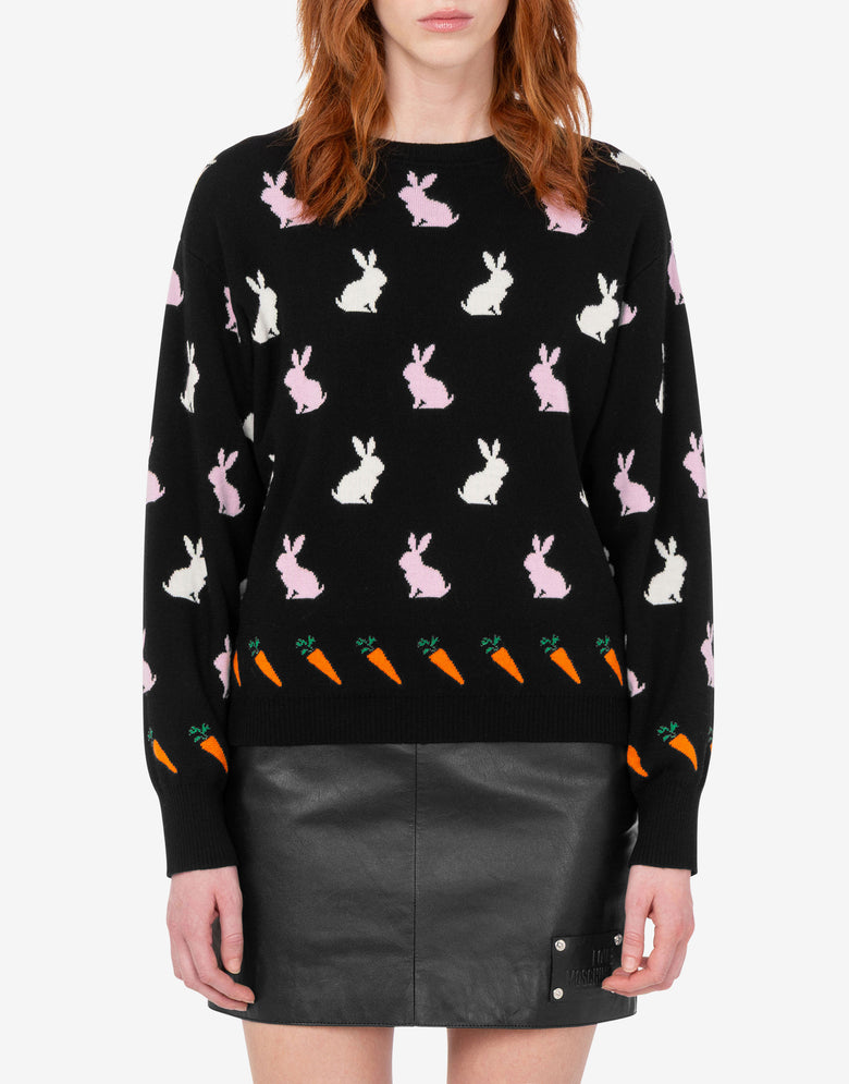 Extra-fine wool intarsia sweater Black Love Moschino 2