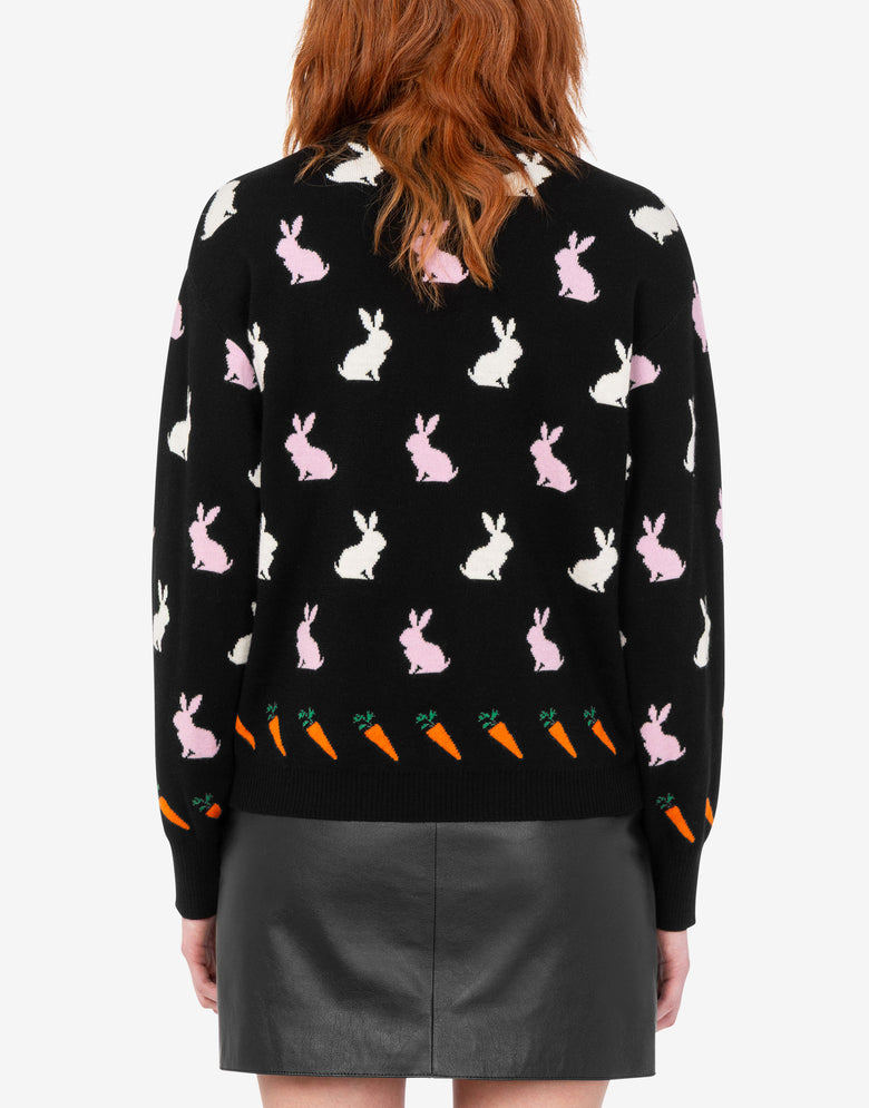 Extra-fine wool intarsia sweater Black Love Moschino 3