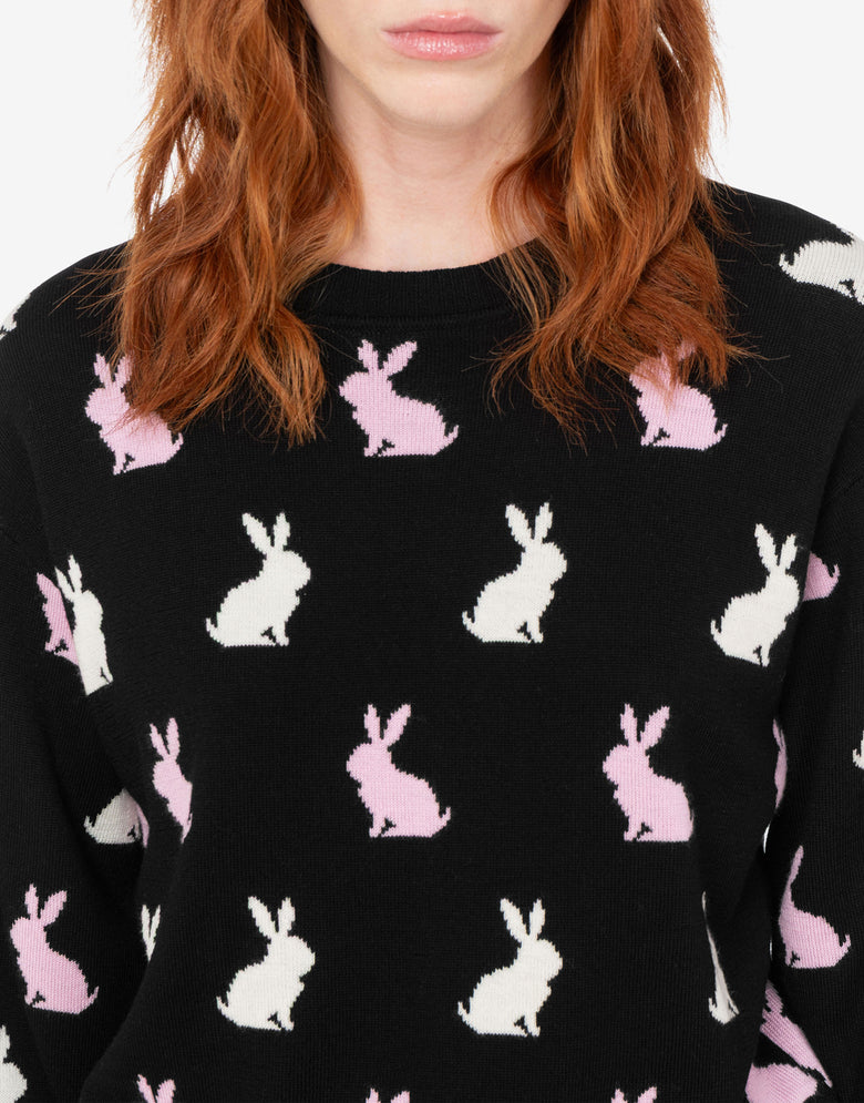 Extra-fine wool intarsia sweater Black Love Moschino 4