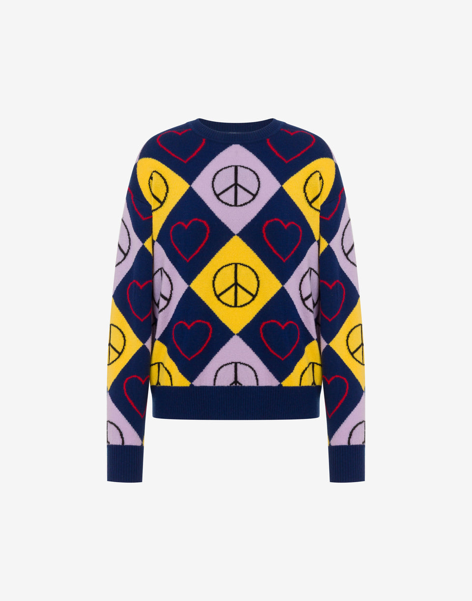 Inlaid wool sweater Purple Love Moschino 0
