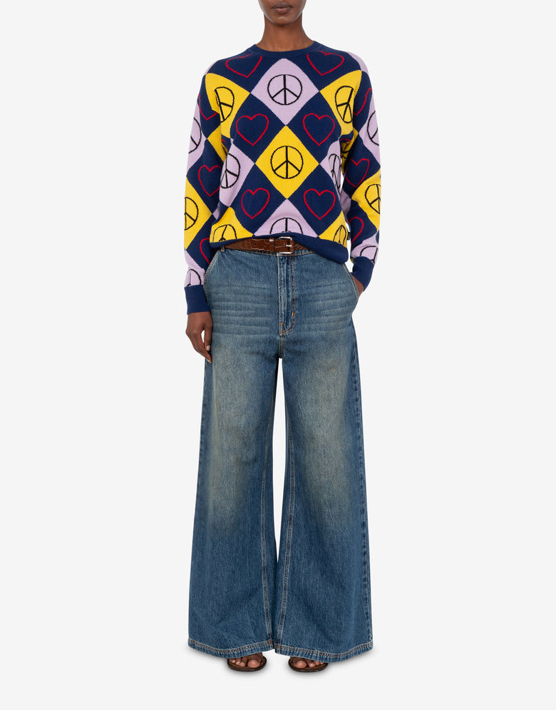 Inlaid wool sweater Purple Love Moschino 1