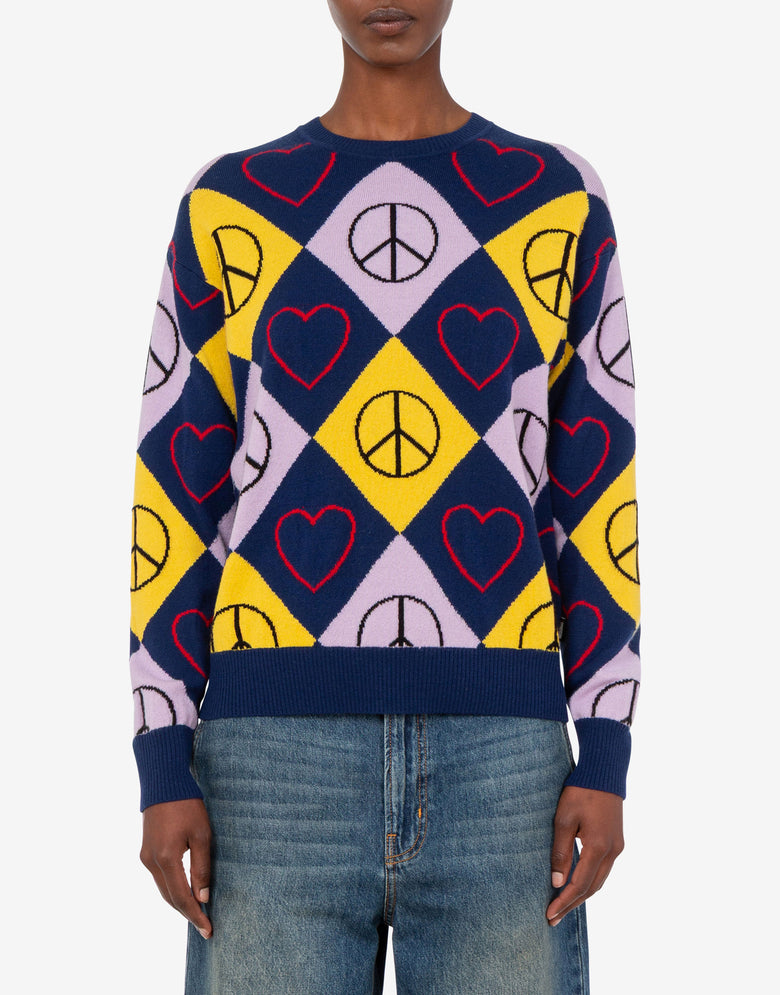 Inlaid wool sweater Purple Love Moschino 2