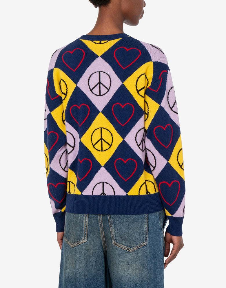 Inlaid wool sweater Purple Love Moschino 3
