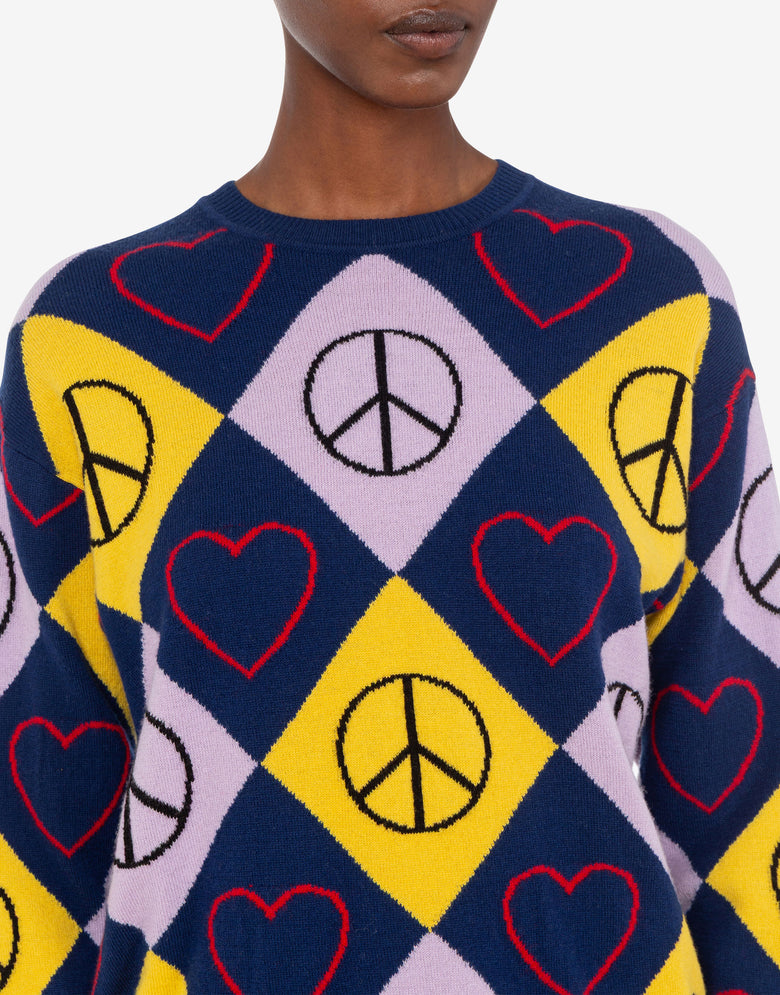 Inlaid wool sweater Purple Love Moschino 4