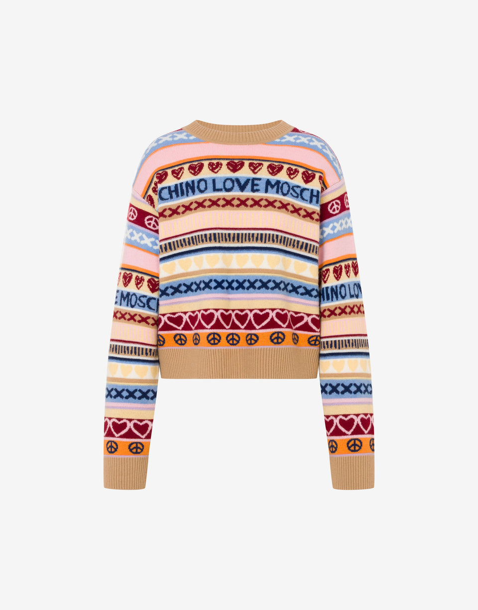 Inlaid wool sweater Multicoloured Love Moschino 0