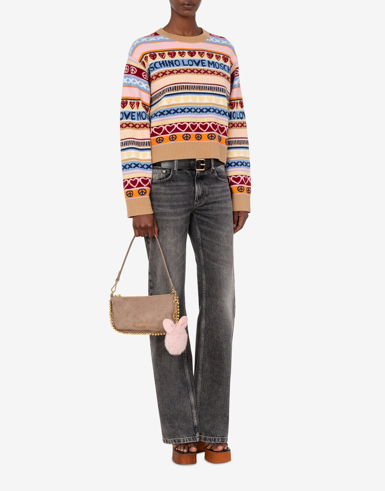 Inlaid wool sweater Multicoloured Love Moschino 1