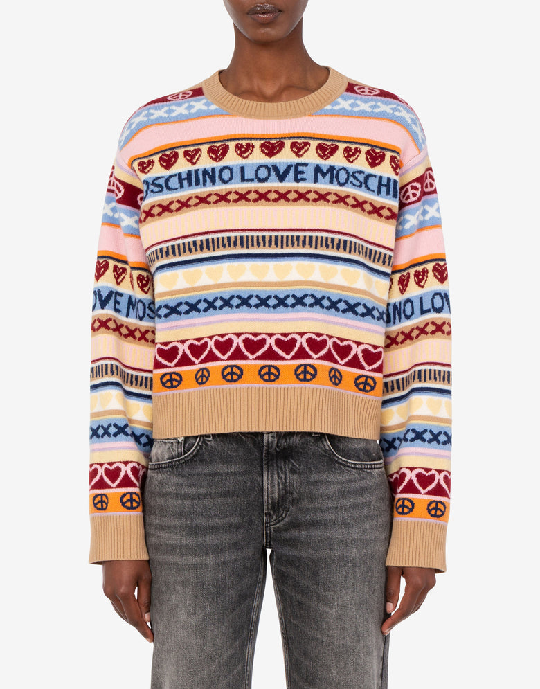 Inlaid wool sweater Multicoloured Love Moschino 2