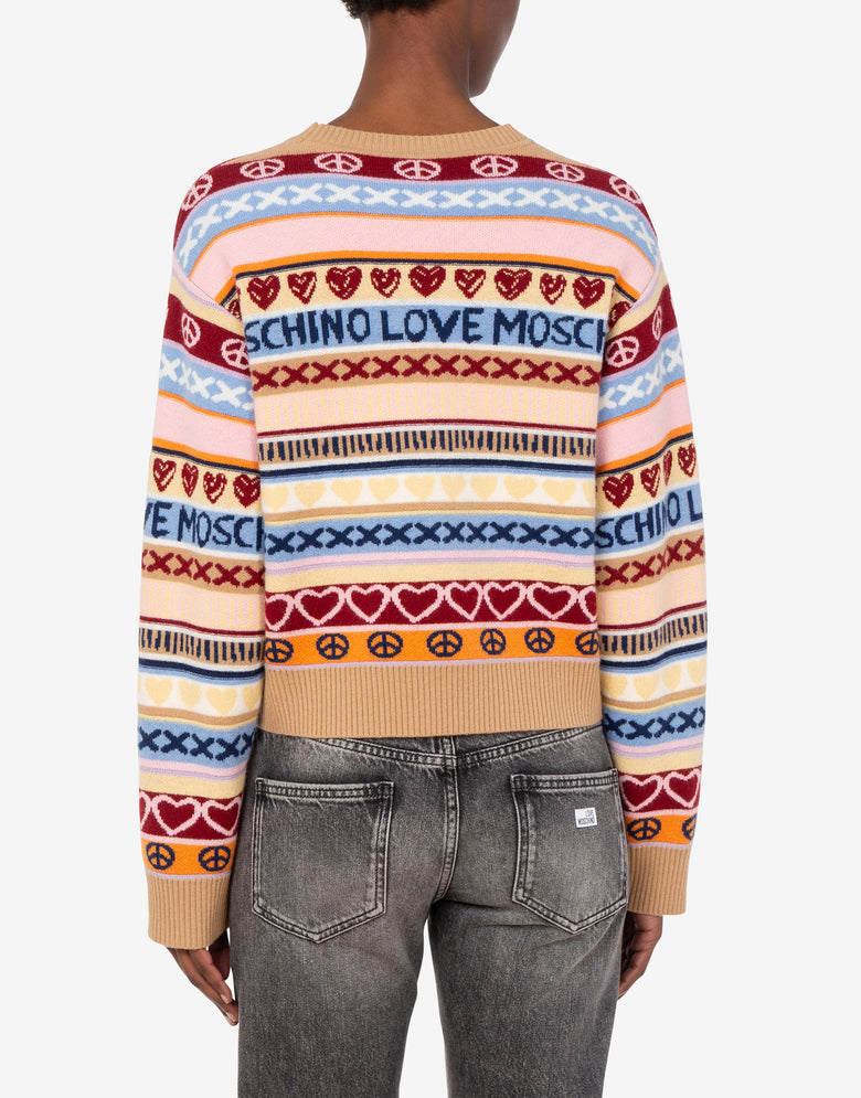 Inlaid wool sweater Multicoloured Love Moschino 3