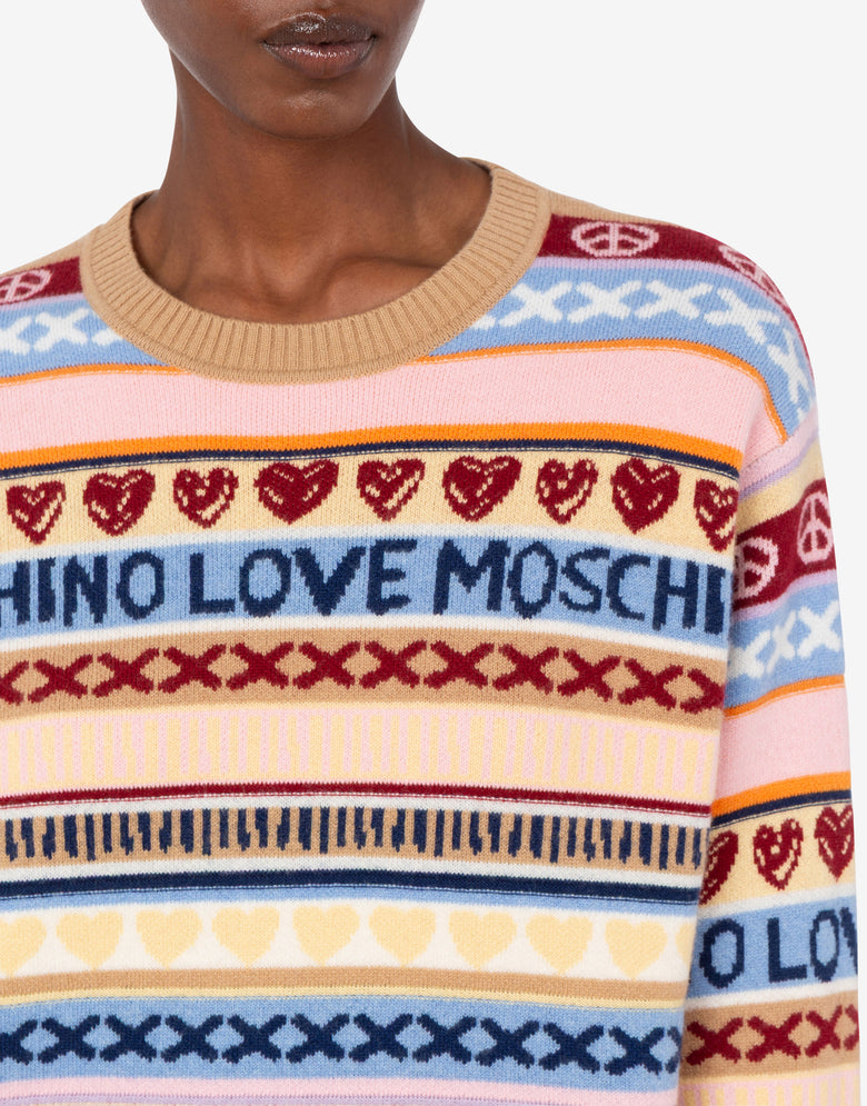 Inlaid wool sweater Multicoloured Love Moschino 4
