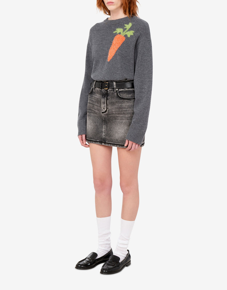 Inlaid wool sweater Grey Love Moschino 1