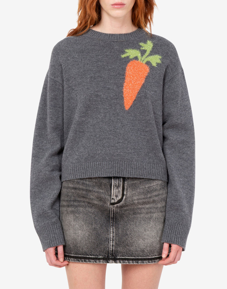Inlaid wool sweater Grey Love Moschino 2
