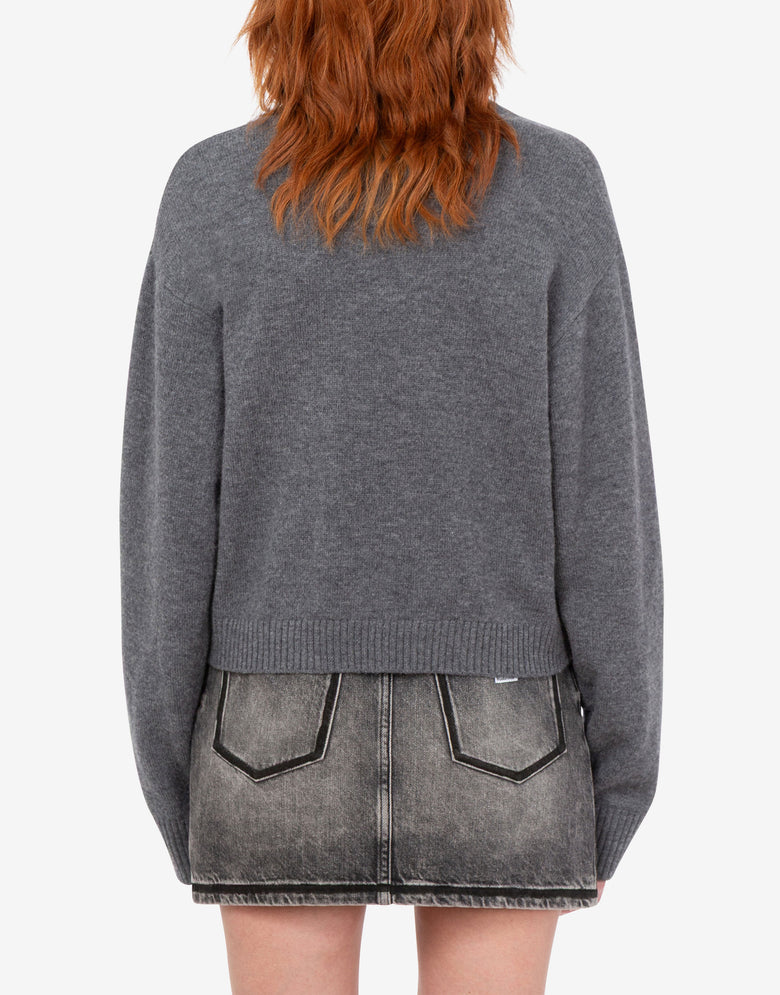 Inlaid wool sweater Grey Love Moschino 3