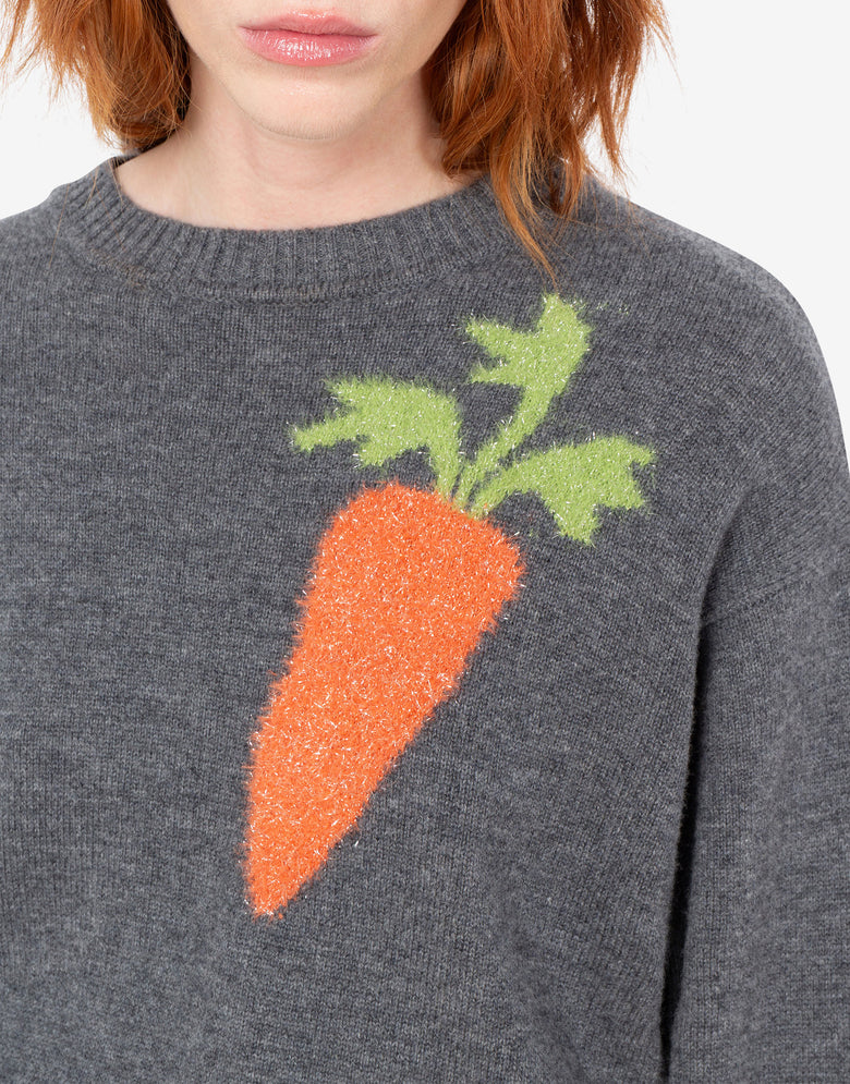 Inlaid wool sweater Grey Love Moschino 4
