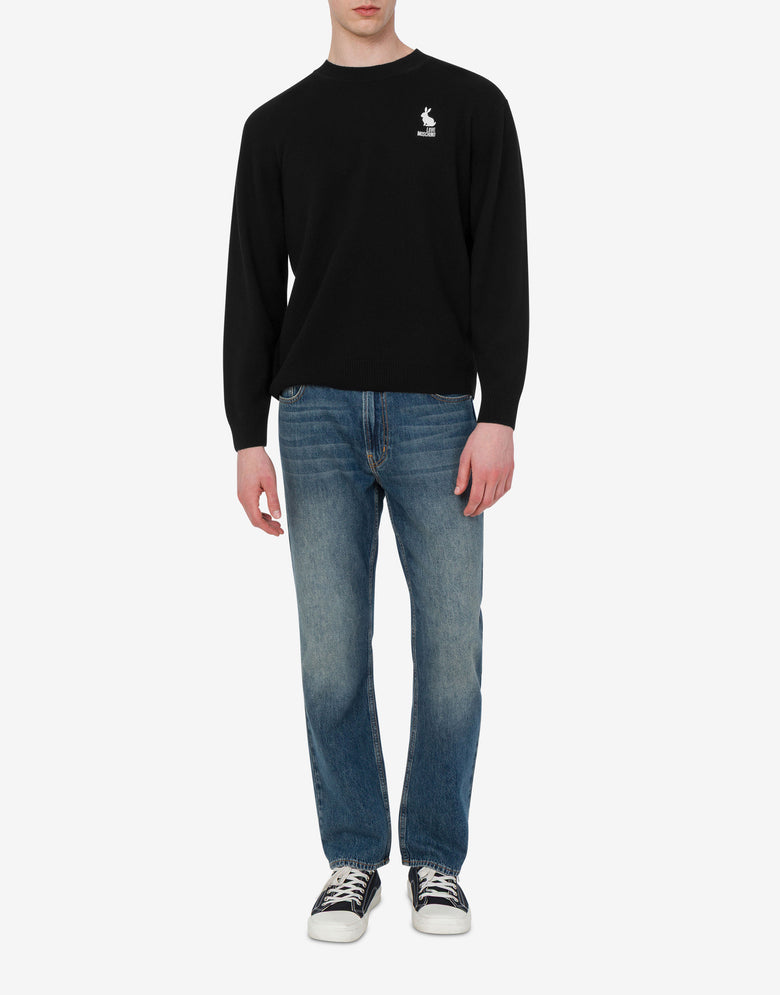 Inlaid wool sweater Black Love Moschino 1