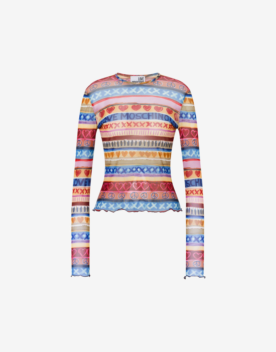Camiseta de malla estampada Multicolor Love Moschino 0