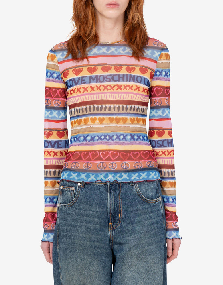 Camiseta de malla estampada Multicolor Love Moschino 2