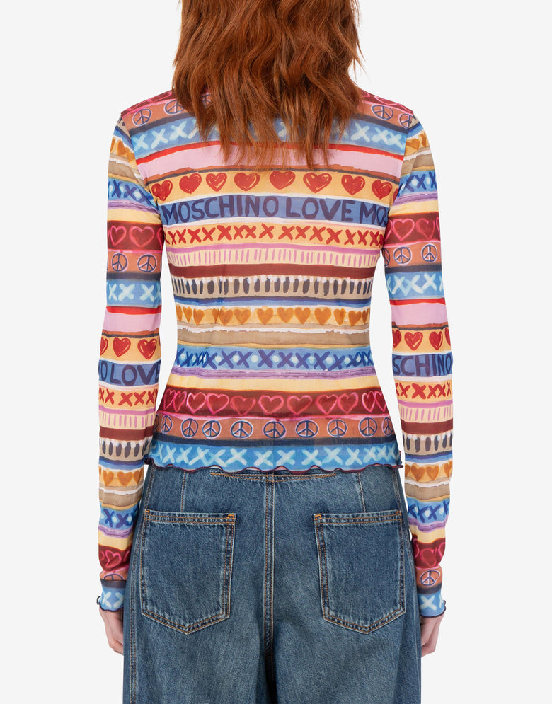 Camiseta de malla estampada Multicolor Love Moschino 3
