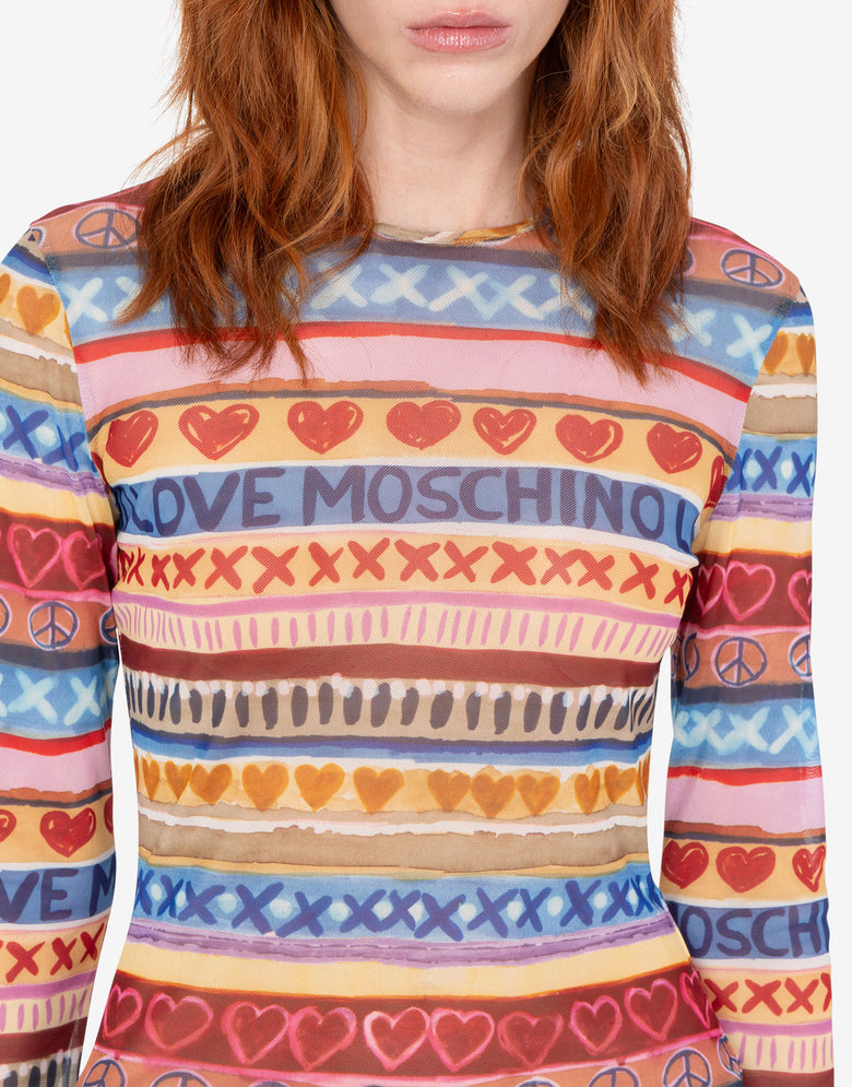 Camiseta de malla estampada Multicolor Love Moschino 4