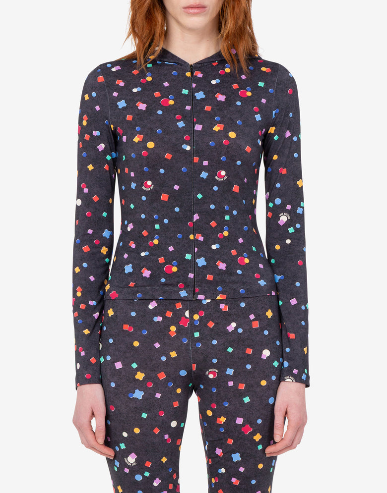 Printed T-shirt with a technical nylon zipper Black Love Moschino 2