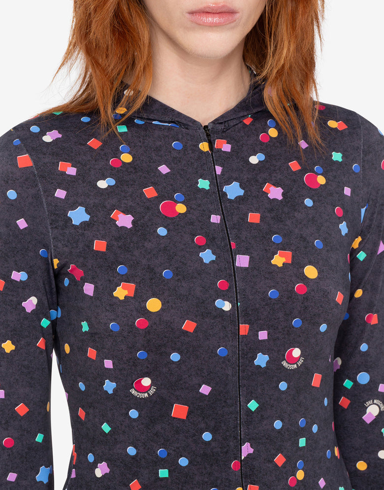 Printed T-shirt with a technical nylon zipper Black Love Moschino 4