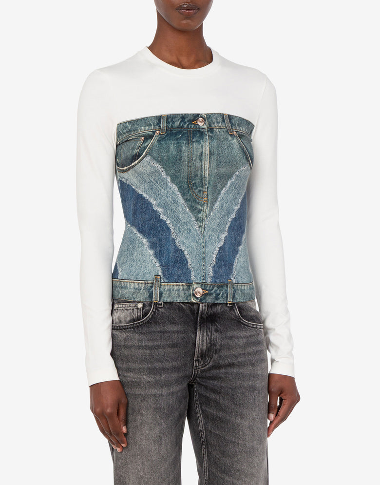 Camiseta estampada de jersey de algodón elástico Celeste Love Moschino 2