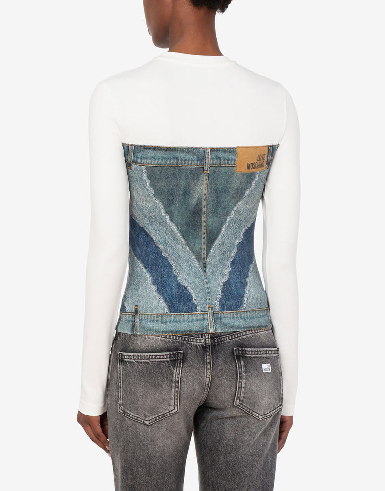 Camiseta estampada de jersey de algodón elástico Celeste Love Moschino 3