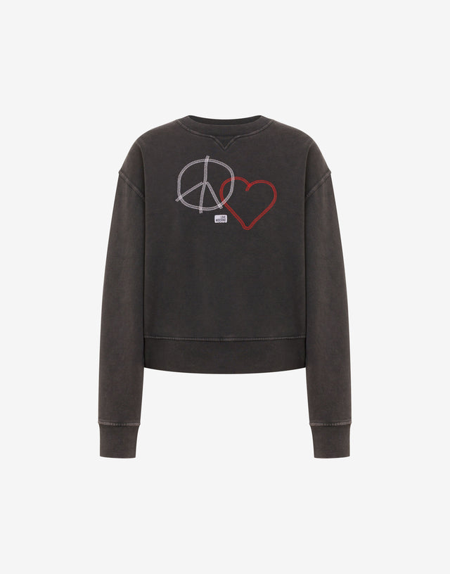 Sudaderas de algodón bordadas Negro Love Moschino 0