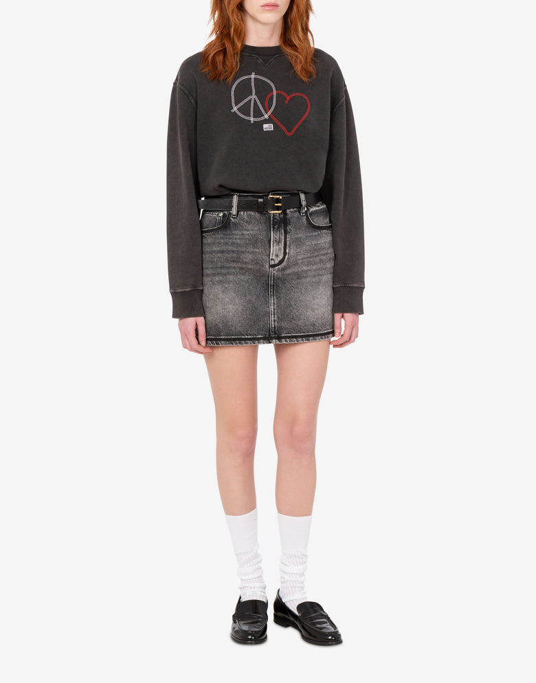 Sudaderas de algodón bordadas Negro Love Moschino 1