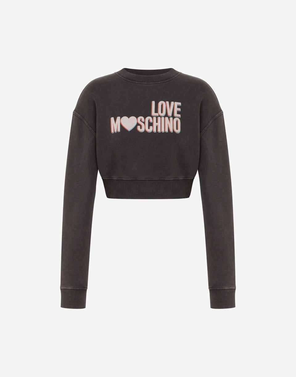 Sudadera corta de algodón estampada Gris Love Moschino 0